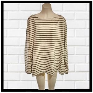 H&M Brown and Cream Striped Top